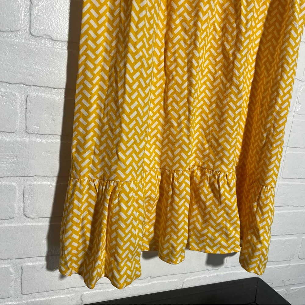 Banana Republic Womens Dress Yellow Medium Flowy V Neckline Flutter Sleeves - Picture 3 of 8